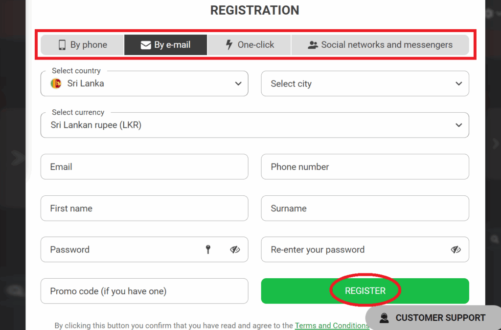 Algorithm of Register at 888starz 