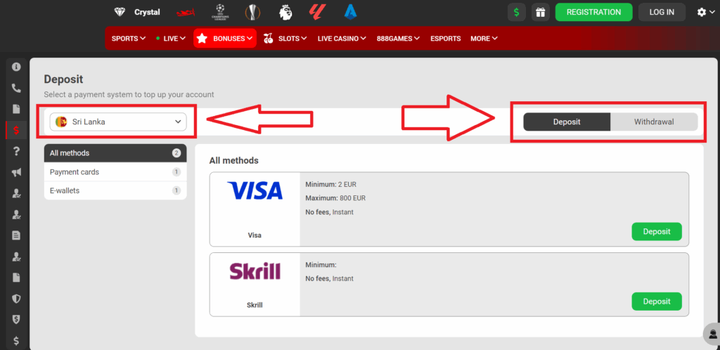 888starz Sri Lanka Deposits, Withdrawals, and Reloads